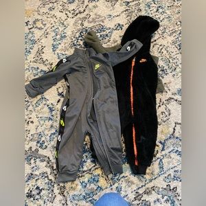 Two Nike 9 month jumpsuits